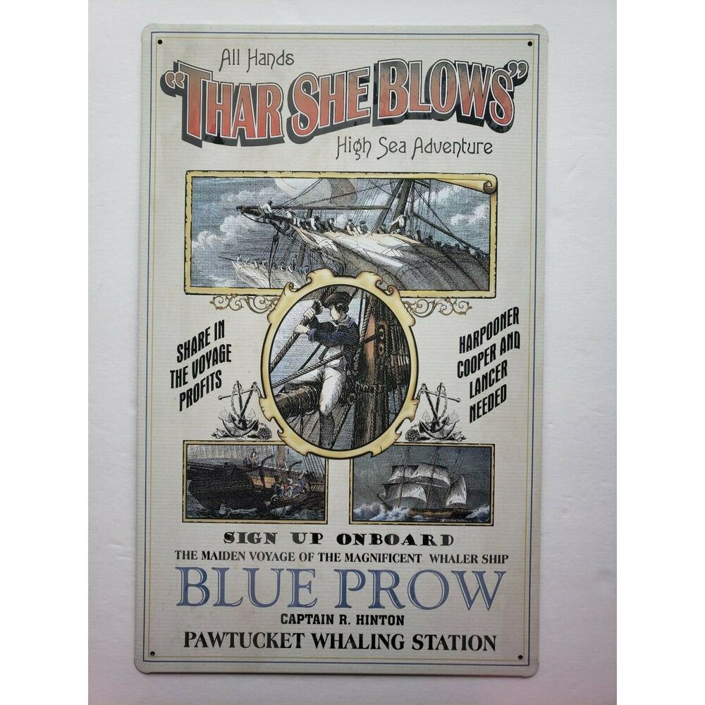 Thar She Blows Blue Prow 16 x10 Ohio Wholesale‎ Inc.Rustic Metal Signs 27414